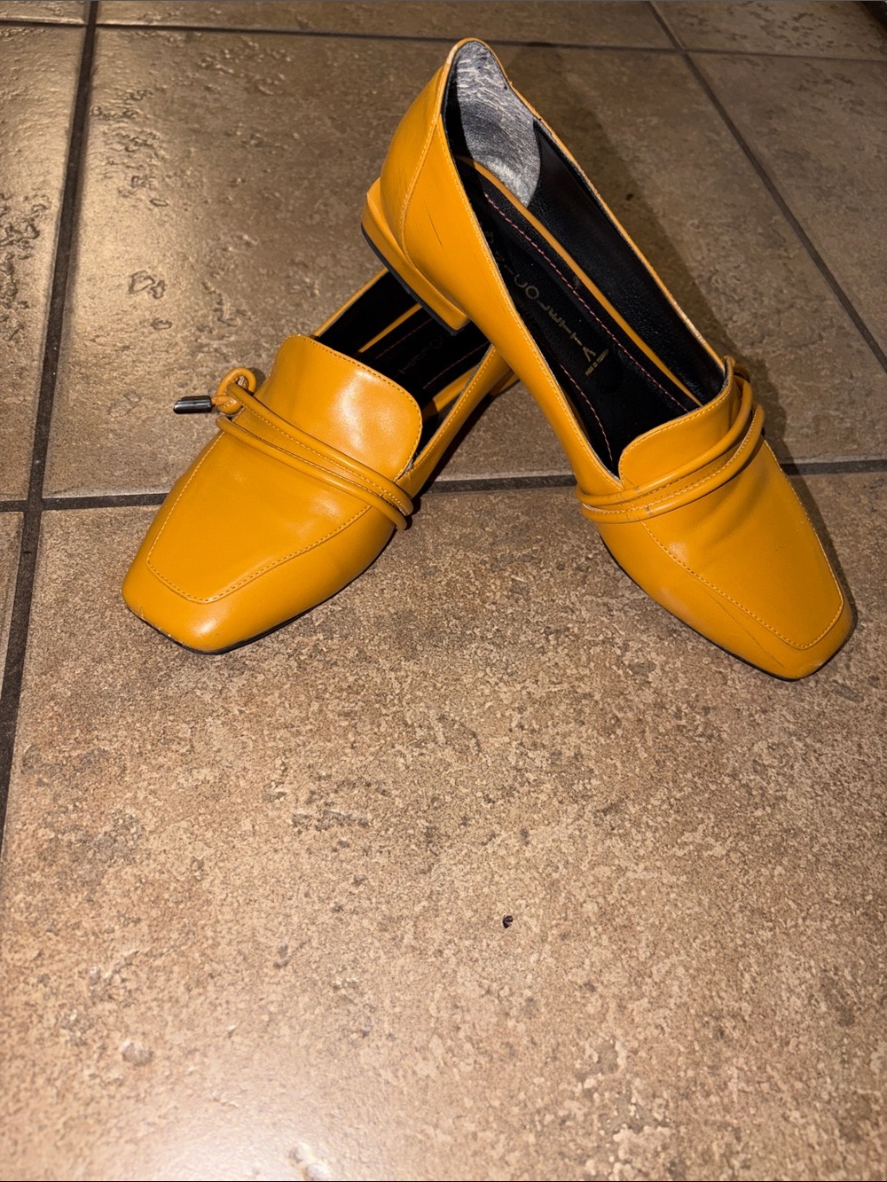 Mustard Yellow Leather Loafers - Women - Picture 6 of 8